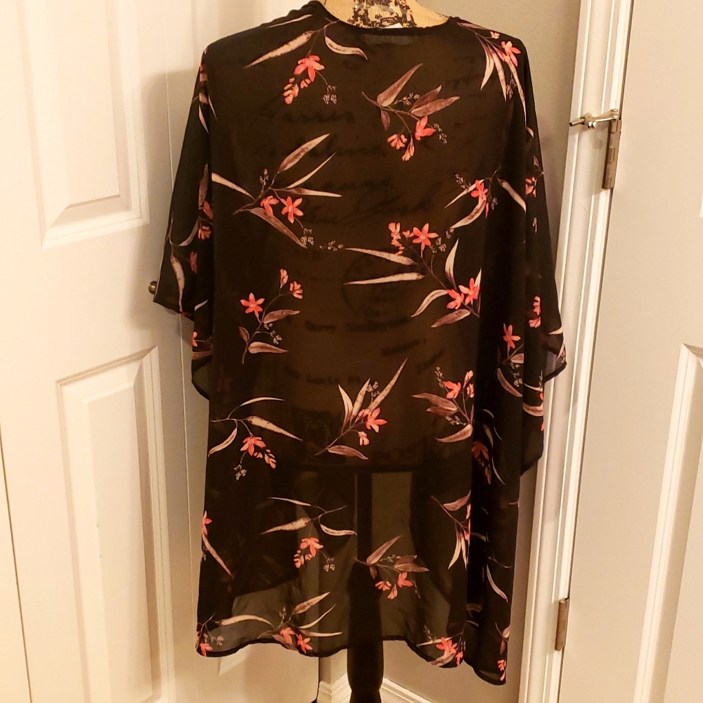 AUDREY Black+Sheer+Floral Cover-up! - Picture 2 of 2